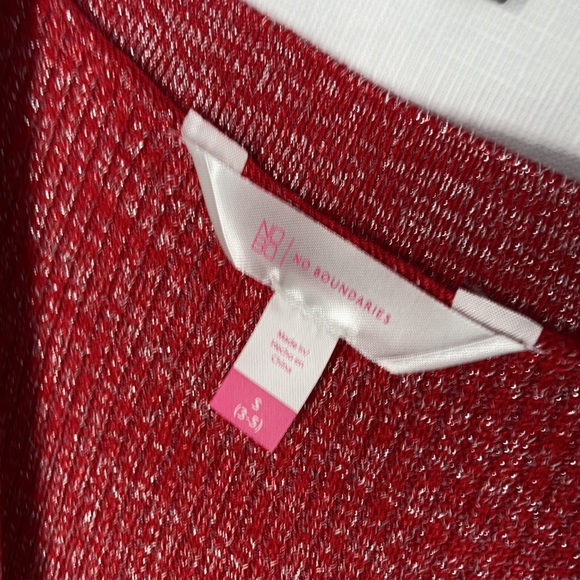 Relisted Red Ribbed metallic accent dress w lace up detail & stretch S M jrs - Picture 10 of 16